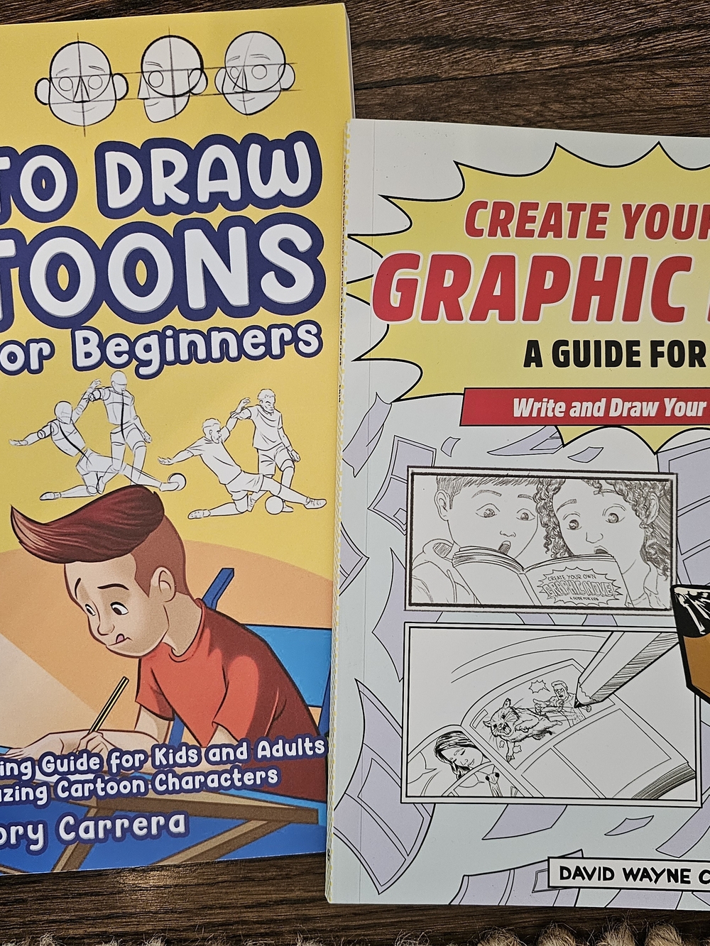 How to Draw Cartoons & Create Your Graphic Novel Books - Yellow & White Covers